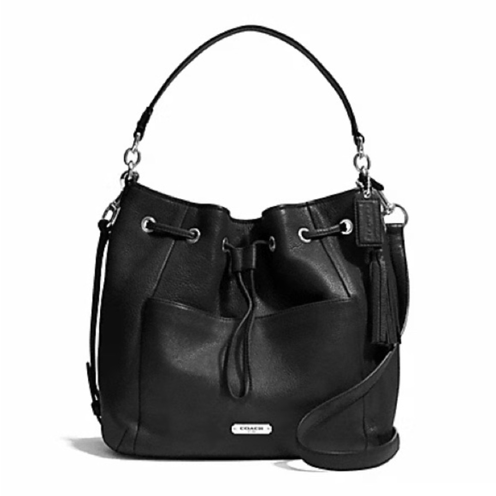 COACH ✨ Black Leather Avery Hobo Bucket Bag